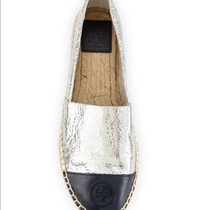 NEW Tory Burch Espadrille Color Block Navy Silver